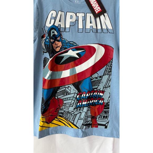 Marvel Captain America Graphic T-Shirt Blue Men’s Medium NWT Superhero Tee - Picture 3 of 10